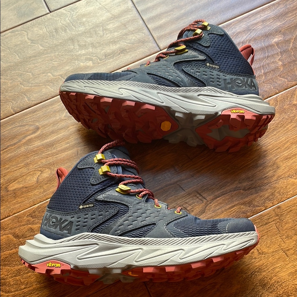 Hoka Anacapa 2 Blue and Coral Trail Shoes